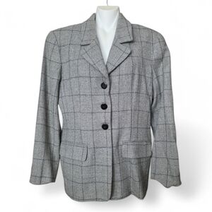 Talbots Wool Blazer Gray Career Jacket Contrast Lining